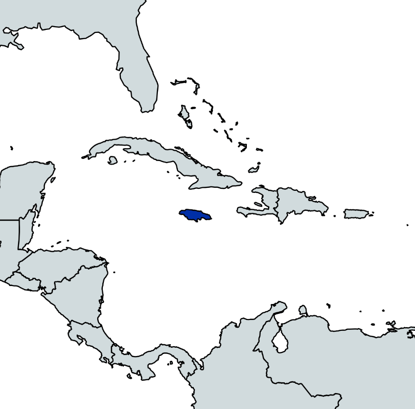Map highlighting Jamaica