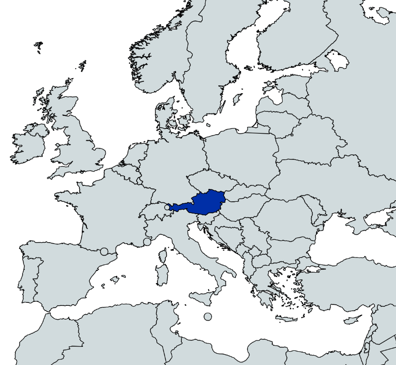 Map highlighting Austria