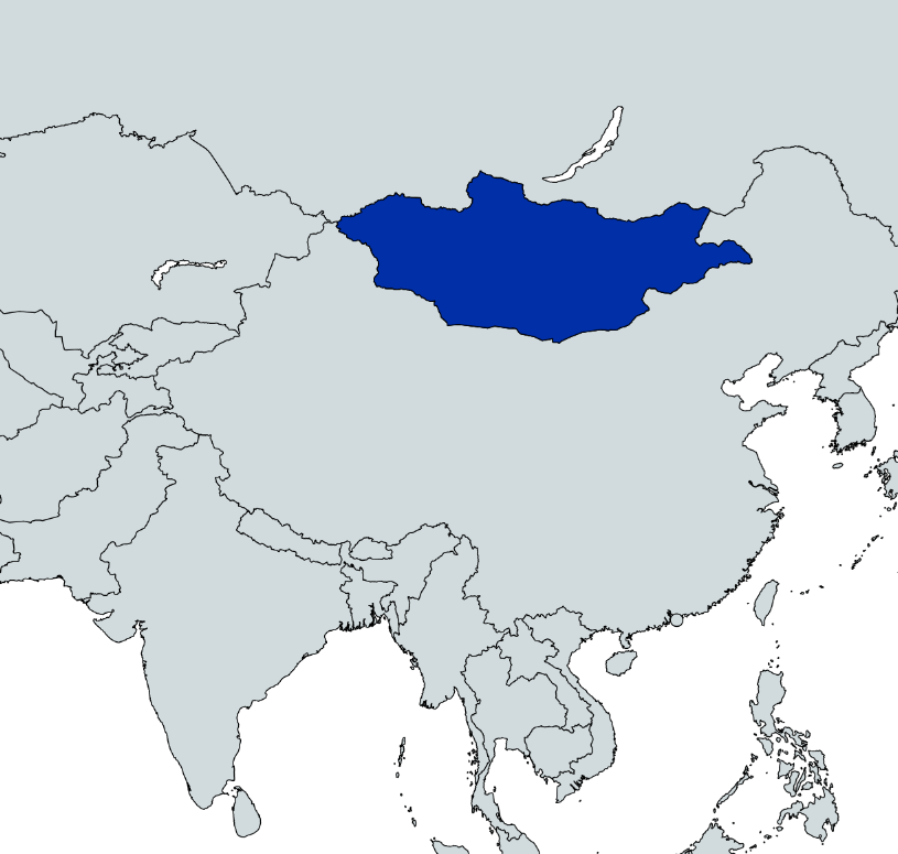 Map highlighting Mongolia