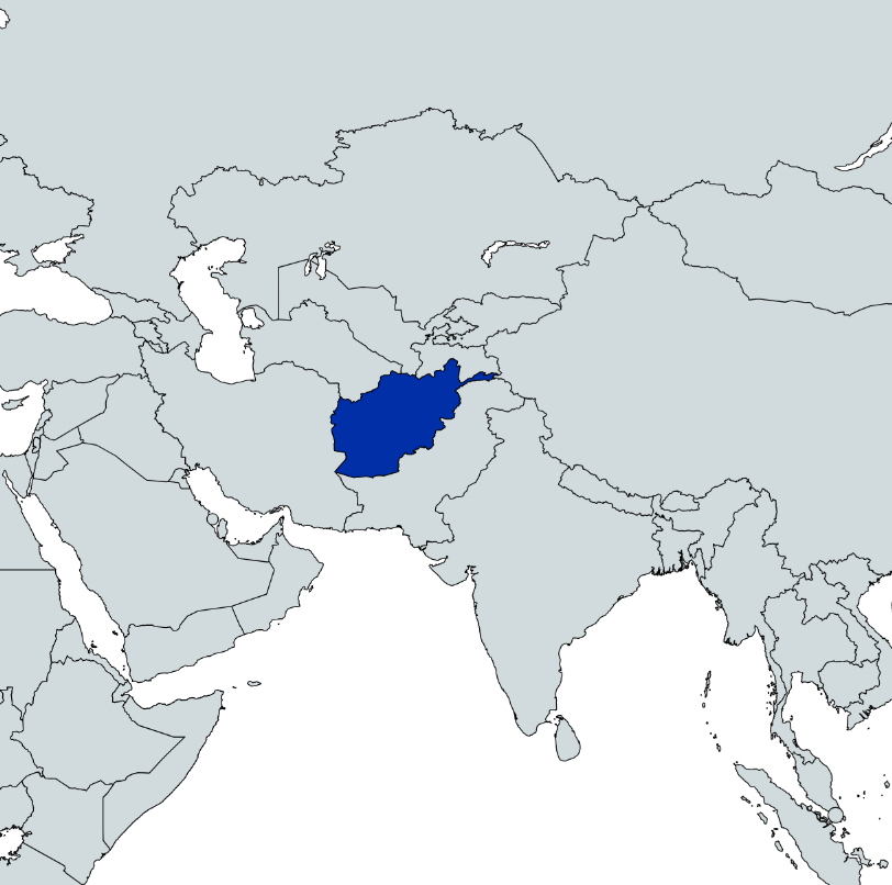 Map highlighting Afghanistan