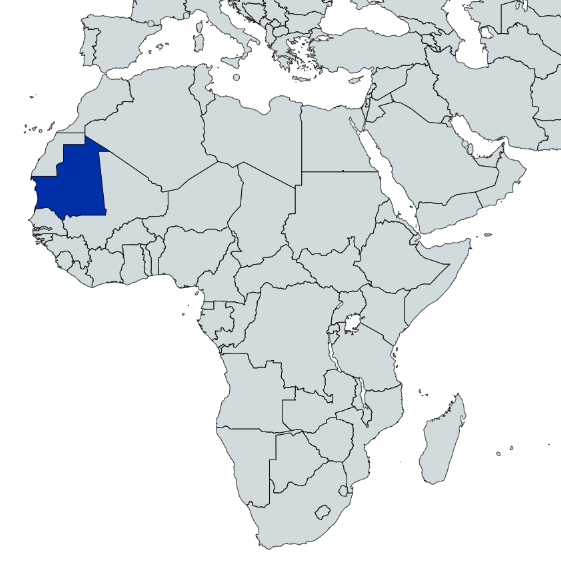 Map highlighting Mauritania