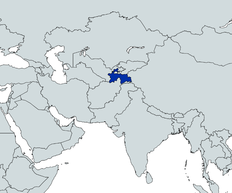 Map highlighting Tajikistan