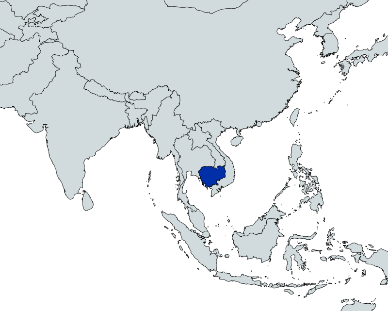 Map highlighting Cambodia