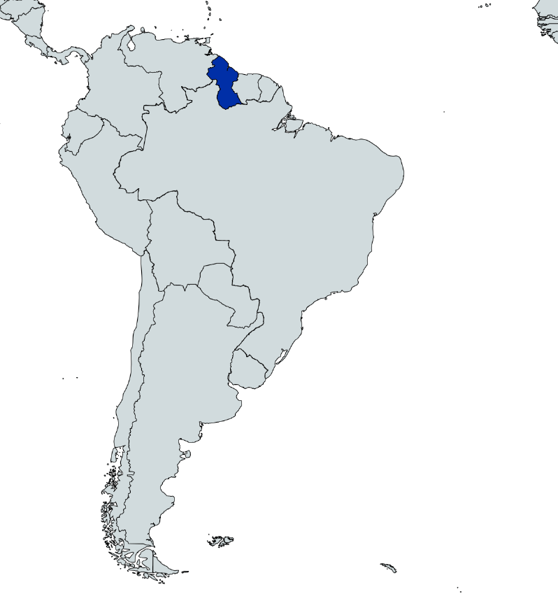 Map highlighting Guyana