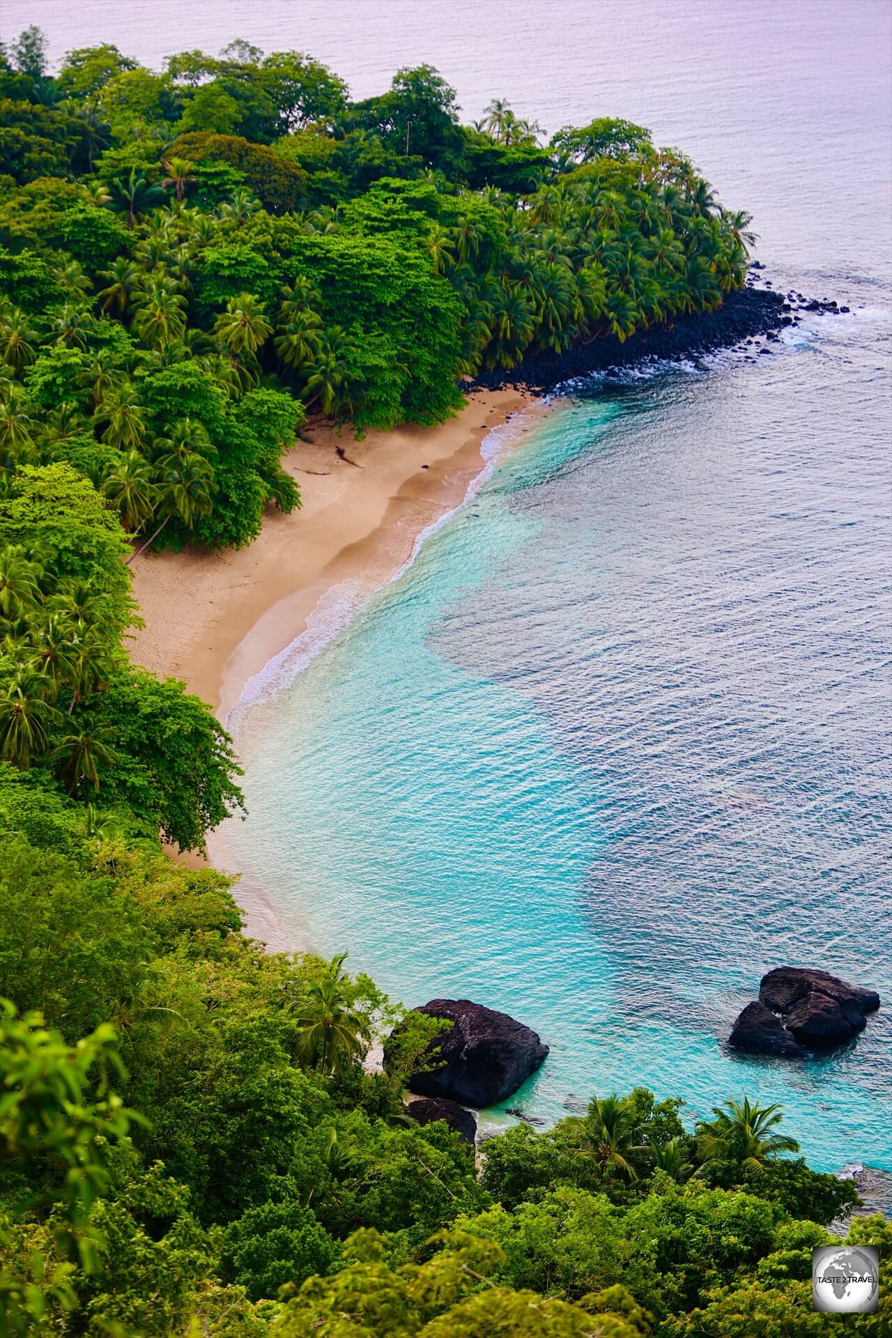 A view of Praia das Bananas, one of the best beaches on Principe.