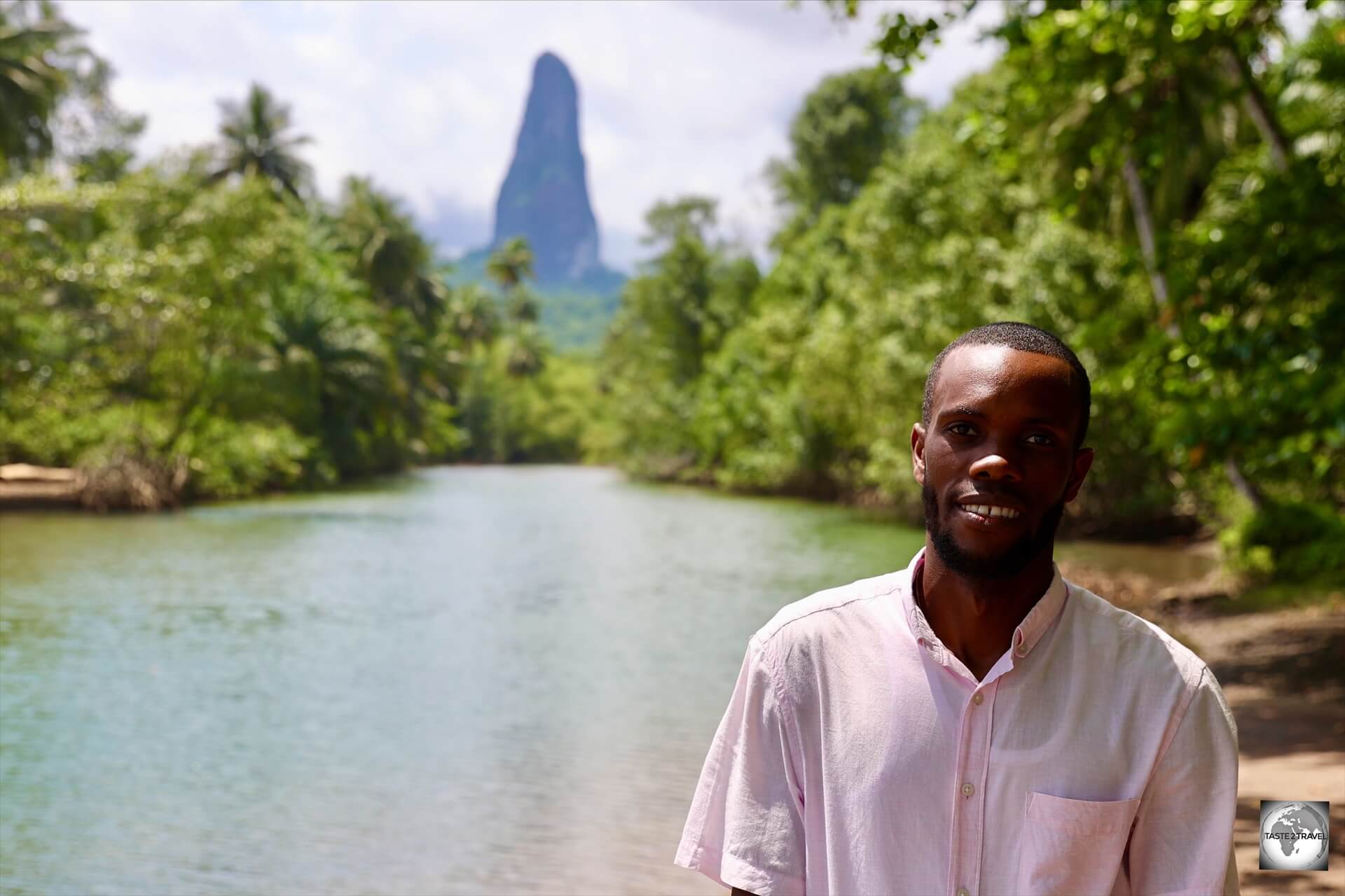 My guide on São Tomé, Elisio Nunes took me to this remote, hidden location which offered a spectacular view of the iconic Pico Cão Grande.