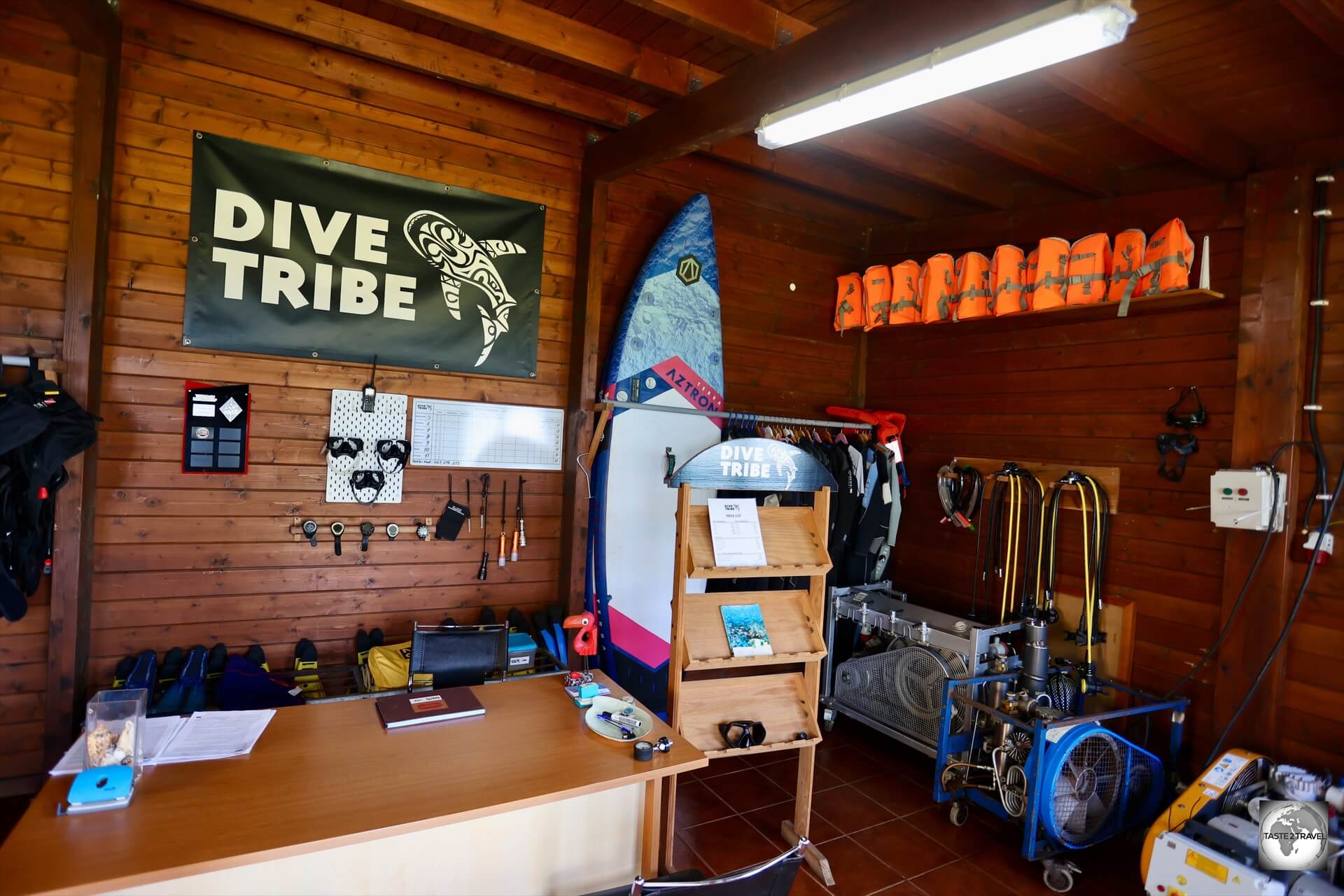 The 'Dive Tribe' scuba diving shop at the Pestana São Tomé Hotel.