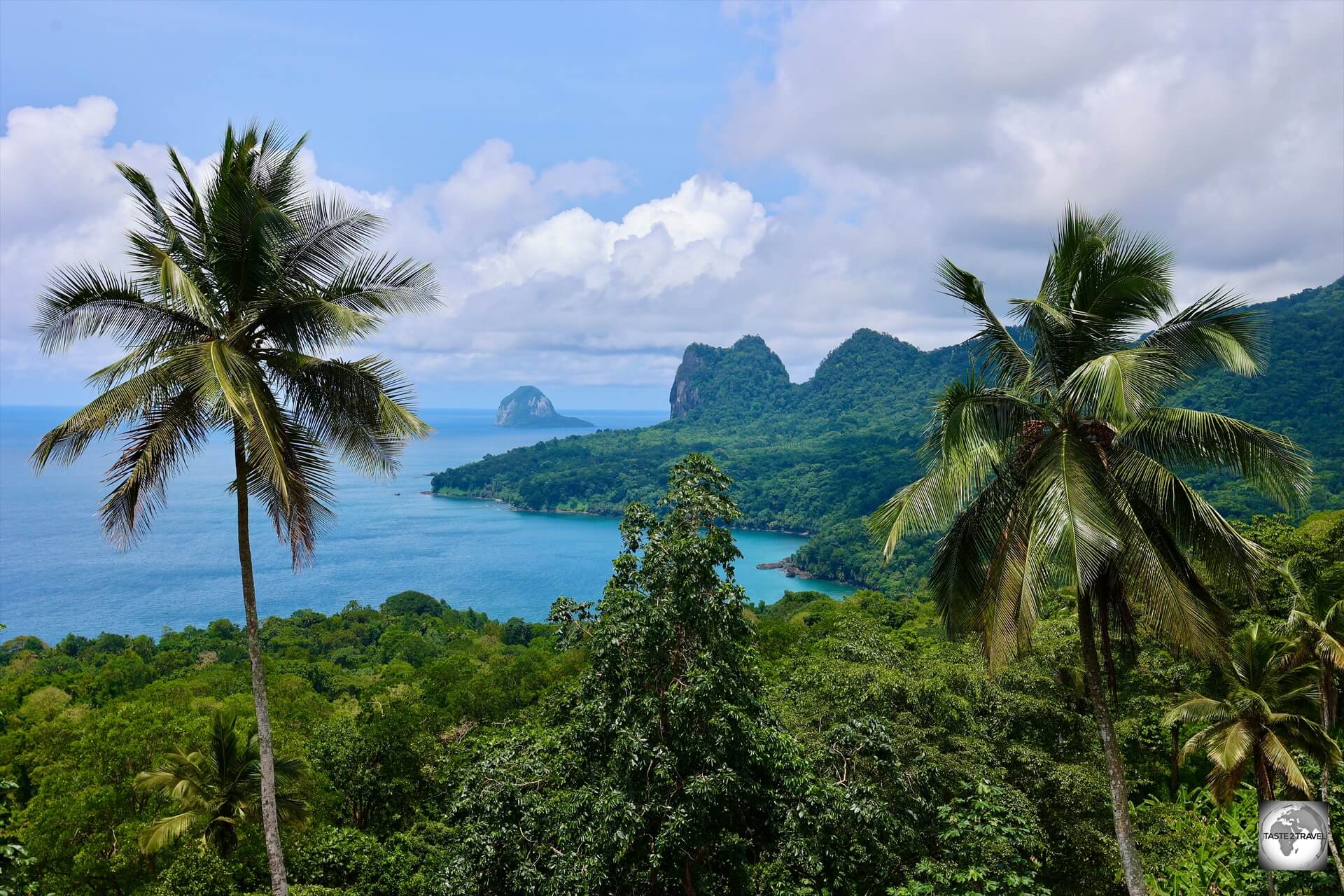 A panoramic view of Principe Island from the <i>Terreiro Velho Plantation</i>, home to some of the world's finest cacao beans.