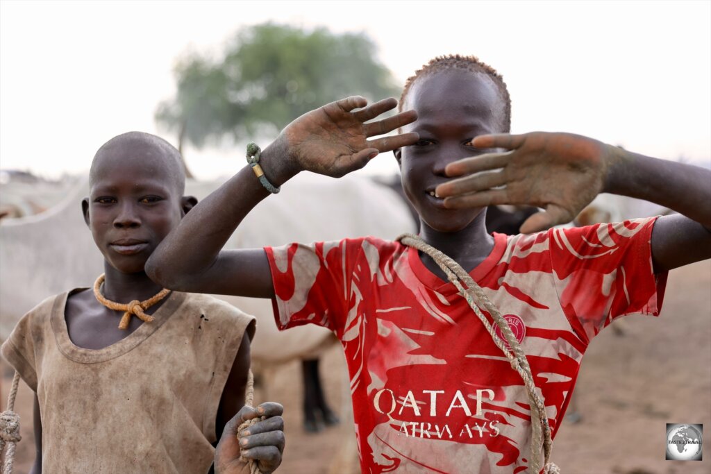 Mundari boys at the Mundari cattle camp.