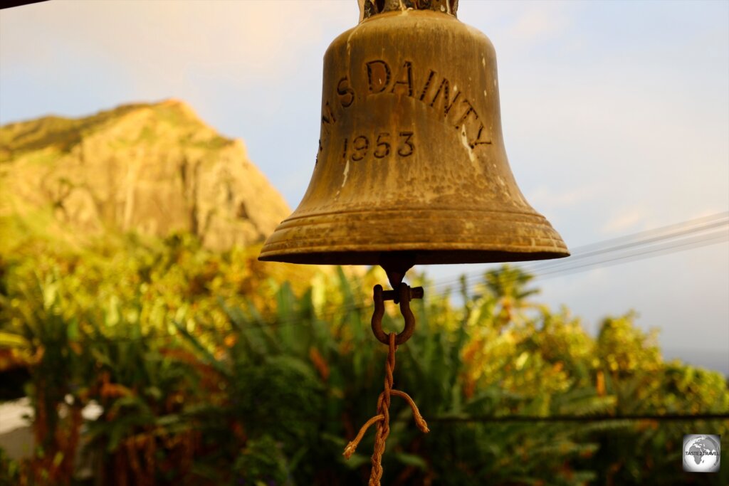 Installed outside the church is this bell from the HMS Dainty, a British Royal Navy destroyer which was decommissioned in 1971.